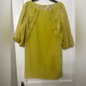 Tibi lime silk ruffle mini dress size 4